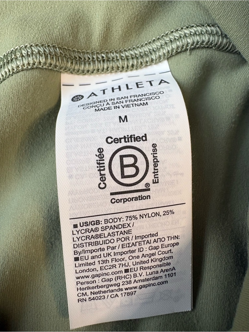 Athleta Ultra High Rise Elation 7/8 Tight Eucalyptus Sage Green Seamless Sz M - Picture 6 of 12